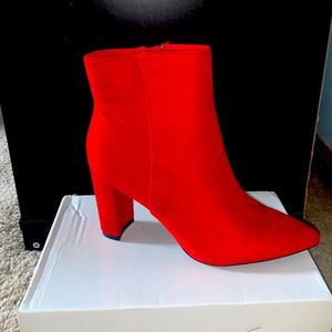 Red high heel booties